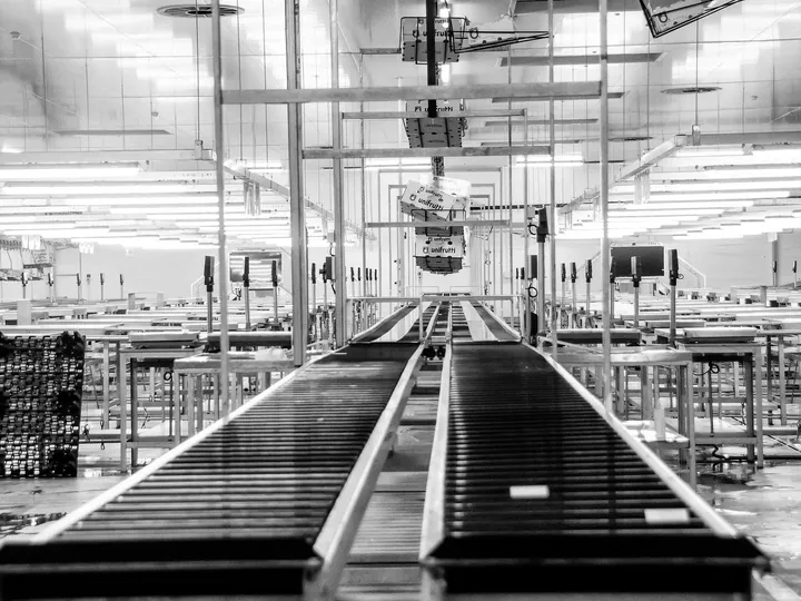 Conveyor system inside an industrial production facility